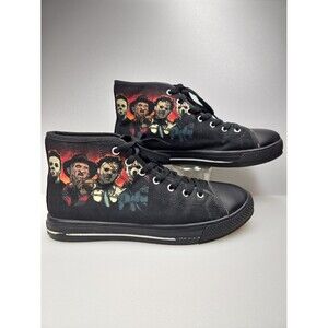 Halloween Horror Movie Legends Black Canvas High Top Sneakers Freddy Jason M7 W9